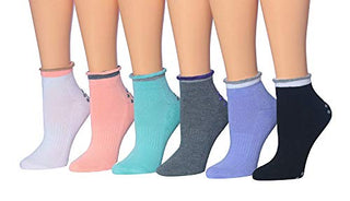 Ronnox Women's 6-Pairs Anti-Skid Non-Slip Silicone-Gripper Low Cut Cushioned Socks, For Yoga Pilates & Barre, Small/Medium, RY01-A-SM