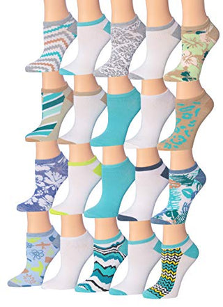 Tipi Toe Women's 20 Pairs Colorful Patterned Low Cut/No Show Socks NS64-65
