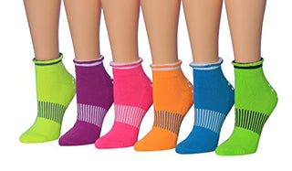 Ronnox Women's 6 Pairs Cushioned Anti-Skid Non-Slip Silicone-Gripper Socks Home & Hospital For Yoga Pilates & Barre