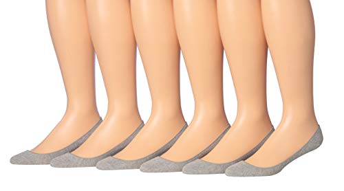 Tipi Toe Women's Cotton Thin No Show Socks Non Slip Invisible Flat Liner 6 Pairs