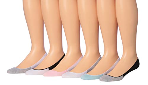 Tipi Toe Women's No Show Sock invisible Non Slip Flat Boat Liner Socks 6 Pairs (PES19)