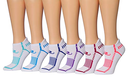 Ronnox Women's 6-Pairs Low Cut Running & Athletic Performance Tab Socks Medium/Large WRLT18-A-ML