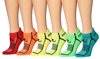 Ronnox Women's 6-Pairs Low Cut Running & Athletic Performance Tab Socks Small/Medium WRLT16-B-SM
