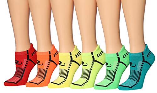 Ronnox Women's 6-Pairs Low Cut Running & Athletic Performance Tab Socks Medium/Large WRLT16-B-ML