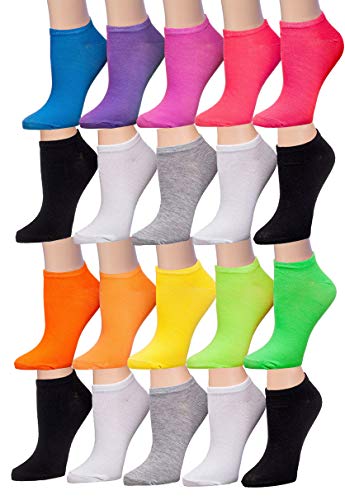 Tipi Toe Women's 20 Pairs Colorful Patterned Low Cut/No Show Socks WL01-AB
