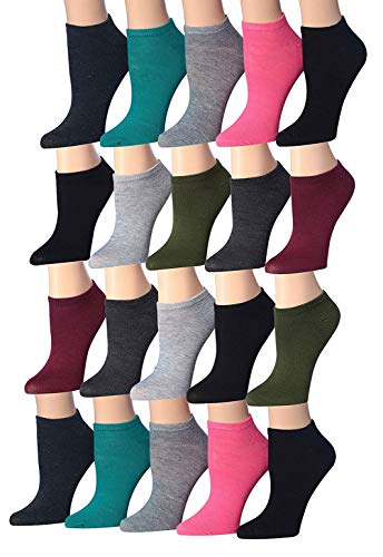 Tipi Toe Women's 20 Pairs Colorful Patterned Low Cut/No Show Socks NS75-76