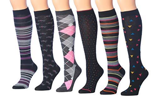 Tipi Toe Women's 6 Pairs Colorful Patterned Knee High Socks