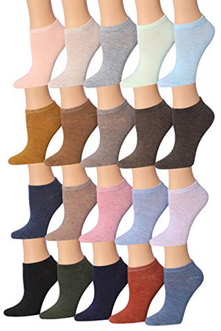Tipi Toe Women's 20 Pairs Colorful Patterned Low Cut/No Show Socks WL34-AB