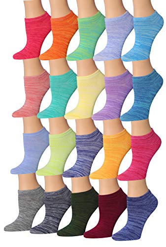 Tipi Toe Women's 20 Pairs Colorful Patterned Low Cut/No Show Socks WL33-AB