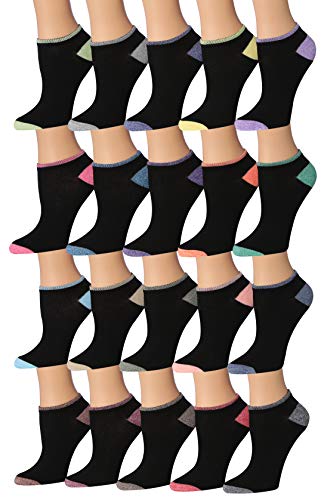 Tipi Toe Women's 20 Pairs Colorful Patterned Low Cut/No Show Socks WL35-AB