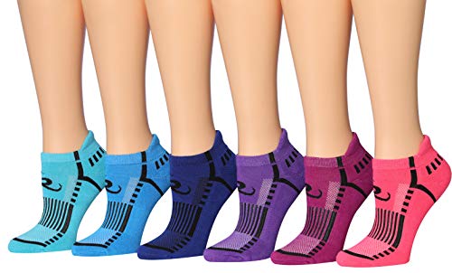 Ronnox Women's 6-Pairs Low Cut Running & Athletic Performance Tab Socks Medium/Large WRLT16-A-ML