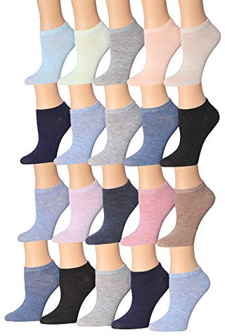 Tipi Toe Women's 20 Pairs Colorful Patterned Low Cut/No Show Socks NS204-AB