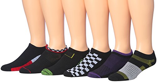 James Fiallo Men's 6-Pack Peformance Low-Cut Socks, Fits shoe 6-12 (sock size 10-13), 2912-6