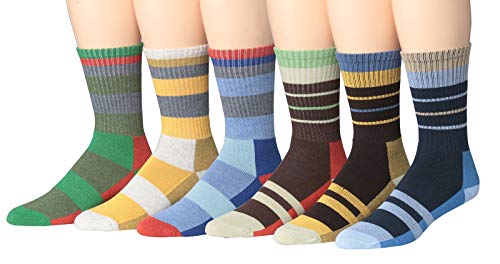 Ronnox Wool Blend Trekking Hiking Outdoor Sports Performance Cushioned Crew Socks, For Men & Women 6 Pairs