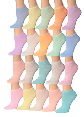 Tipi Toe Women's 20 Pairs Colorful Patterned Low Cut/No Show Socks WL16-AB