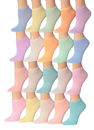 Tipi Toe Women's 20 Pairs Colorful Patterned Low Cut/No Show Socks WL16-AB