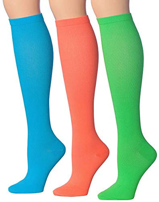 Ronnox Compression Socks for Men & Women Colorful Patterned Knee High Socks (16-20 mmHg / 12-14 mmHg) 3-Pairs CP05-B