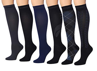 Ronnox Compression Socks for Men & Women Colorful Patterned Knee High Socks (16-20 mmHg / 12-14 mmHg) 6-Pairs CP01E-CP11
