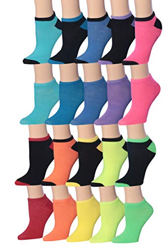 Tipi Toe Women's 20 Pairs Colorful Patterned Low Cut/No Show Socks WL02-AB