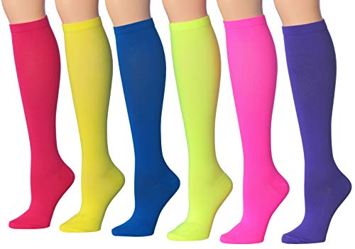 Ronnox Compression Socks for Men & Women Colorful Patterned Knee High Socks (16-20 mmHg / 12-14 mmHg) 6-Pairs CP05-AC