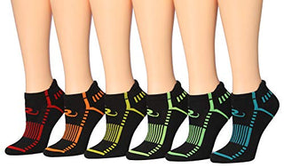 Ronnox Women's 6-Pairs Low Cut Running & Athletic Performance Tab Socks Medium/Large WRLT17-B-ML