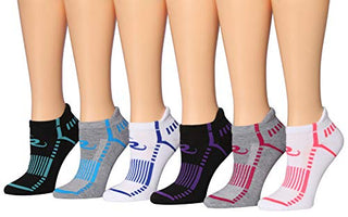 Ronnox Women's 6-Pairs Low Cut Running & Athletic Performance Tab Socks Medium/Large WRLT20-A-ML