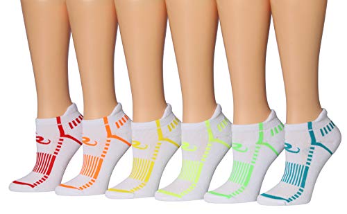 Ronnox Women's 6-Pairs Low Cut Running & Athletic Performance Tab Socks Medium/Large WRLT18-B-ML