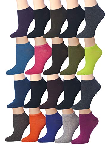 Tipi Toe Women's 20 Pairs Colorful Patterned Low Cut/No Show Socks WL12-AB