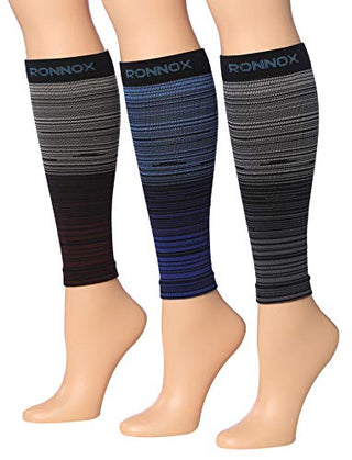 Ronnox Women's 3-Pairs Bright Colored Calf Compression Tube Sleeves (16-20 mmHg / 12-14 mmHg Great for Athletic & Medical Use CP18-M