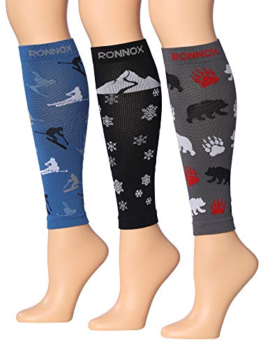 Ronnox Women's 3-Pairs Bright Colored Calf Compression Tube Sleeves (16-20 mmHg / 12-14 mmHg Great for Athletic & Medical Use CP20-XL