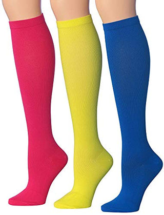 Ronnox Compression Socks for Men & Women Colorful Patterned Knee High Socks (16-20 mmHg / 12-14 mmHg) 3-Pairs CP05-C