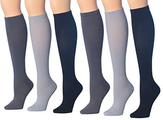 Ronnox Compression Socks for Men & Women Colorful Patterned Knee High Socks (16-20 mmHg / 12-14 mmHg) 6-Pairs CP05-D-6