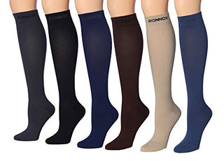 Ronnox Compression Socks for Men & Women Colorful Patterned Knee High Socks (16-20 mmHg / 12-14 mmHg) 6-Pairs CP06-08