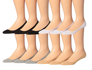 Tipi Toe Women's No-show Liner Low Cut Socks Invisible Liner with Gel Tap 12 Pairs (Mix Color)