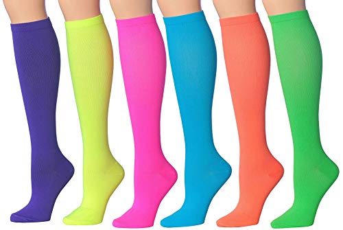 Ronnox Compression Socks for Men & Women Colorful Patterned Knee High Socks (16-20 mmHg / 12-14 mmHg) 6-Pairs CP05-AB