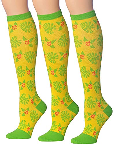 Ronnox Women's 3-Pairs Colorful Patterned Graduated Compression Socks, CP01-E