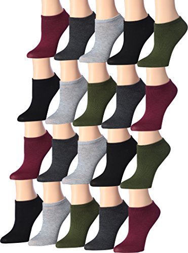 Tipi Toe Women's 20 Pairs Colorful Patterned Low Cut/No Show Socks NS75-20