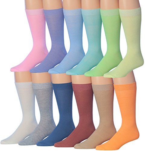 Fiallo Mens 12 Pairs Funny Faces Striped Colorful Crew Socks
