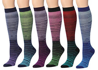 Tipi Toe Women's 6 Pairs Colorful Patterned Knee High Socks (KH176-A)