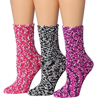 Tipi Toe Women's 3-Pairs Cozy Microfiber Anti-Skid Soft Fuzzy Crew Socks FZ29-B