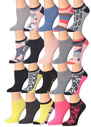Tipi Toe Women's 20 Pairs Colorful Patterned Low Cut/No Show Socks NS71-96