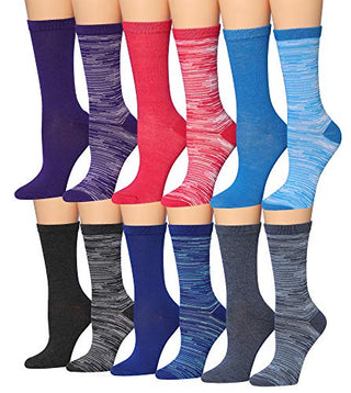 Tipi Toe Women's 12 Pairs Colorful Patterned Crew Socks WC77-AB