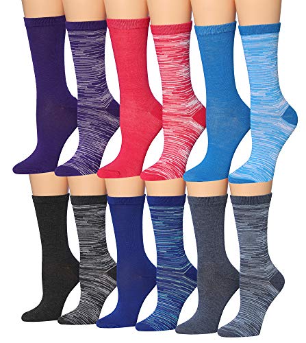 Tipi Toe Women's 12 Pairs Colorful Patterned Crew Socks WC77-AB