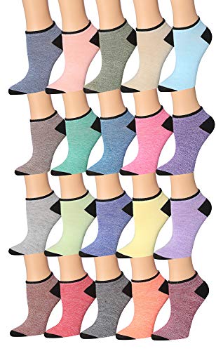 Tipi Toe Women's 20 Pairs Colorful Patterned Low Cut/No Show Socks NS193-AB