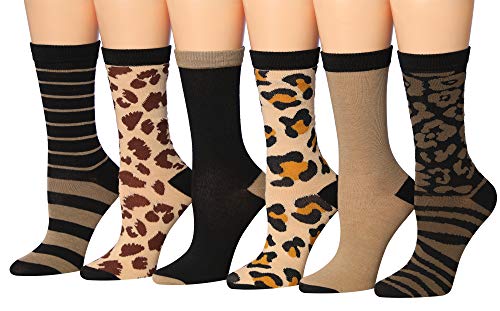 Tipi Toe Women's 6 Pairs Monochrome Polka Dot Argyle Winter Crew Dress Socks, (sock size 9-11) Fits shoe size 5-9, WC37-B