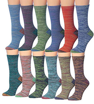 Tipi Toe Women's Plus Size 12 Pairs Colorful Patterned Crew Socks PWC26-AB