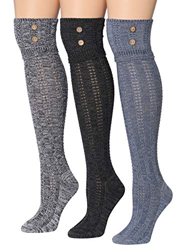 Copy of Tipi Toe Women's 3-Pairs Winter Warm Knee High / Over The Knee With Buttons Cotton-Blend Boot Socks