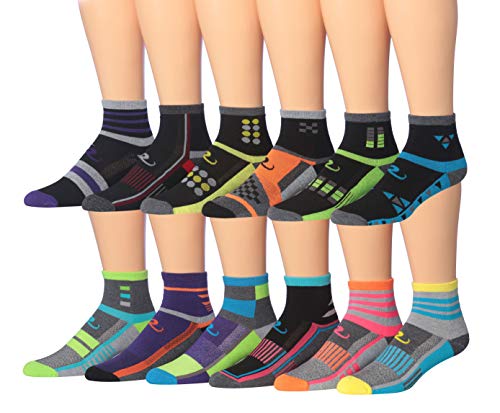Ronnox Men's 12-Pairs Running & Athletic Sports Performance Ankle/Quarter Socks