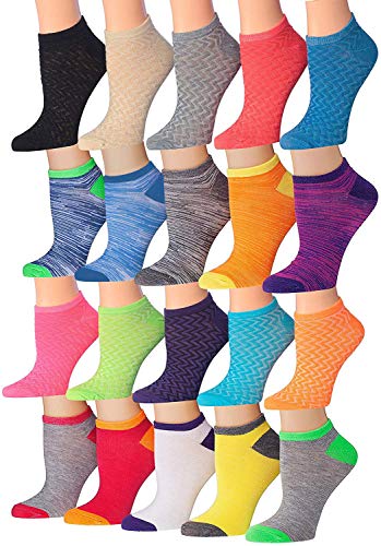 Tipi Toe Women's 20 Pairs Colorful Patterned Low Cut/No Show Socks (Space Dye Colors (Wl17-ab))