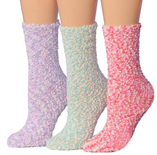 Tipi Toe Women's 3-Pairs Cozy Microfiber Anti-Skid Soft Fuzzy Crew Socks FZ20-A